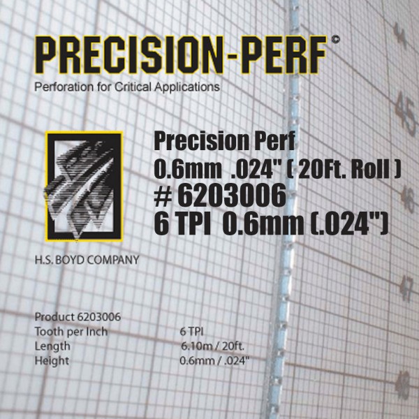Precision-Perf 0.6mm .024" (20 Ft. Roll) - 6 TPI
