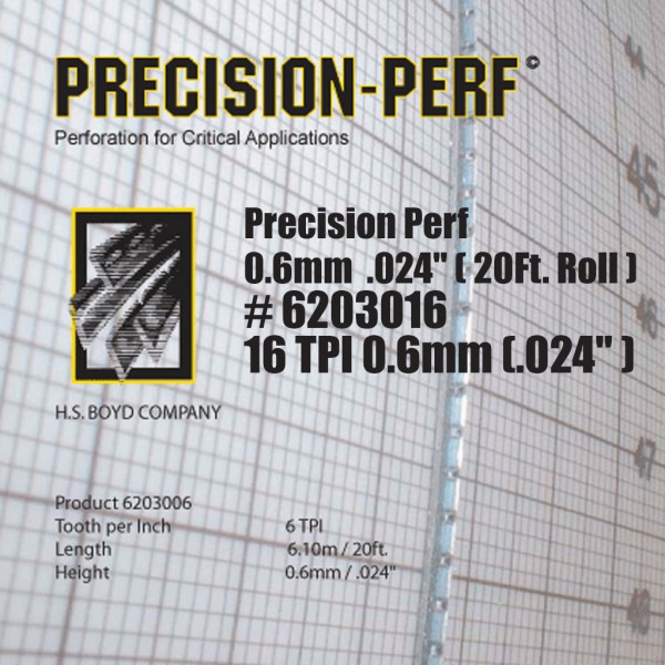 Precision-Perf 0.6mm .024" (20 Ft. Roll) - 16 TPI